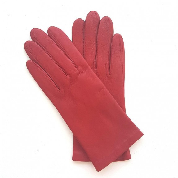 Leather gloves of lamb strawberry "CAPUCINE"