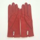 Leather gloves of lamb strawberry "CAPUCINE"