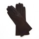 Gants en cuir d'agneau cholat foncé "COLINE".