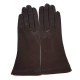 Leather gloves of lamb dark chocolate "COLINE"