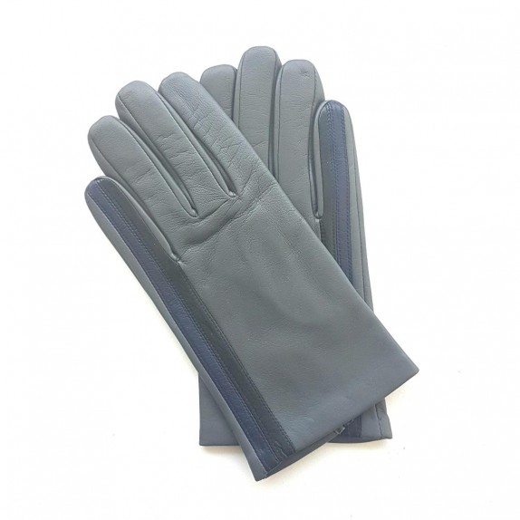 Leather gloves of lamb charcoal blue berry black "AKANO".