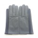 Leather gloves of lamb charcoal blue berry black "AKANO".