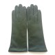 Leather gloves of lamb khaki lining cashmere "COLINE"
