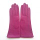 Leather gloves of lamb hot pink "COLINE".