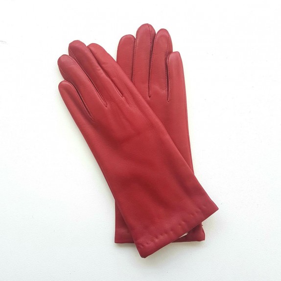 Gants en cuir d'agneau rouge "COLINE".