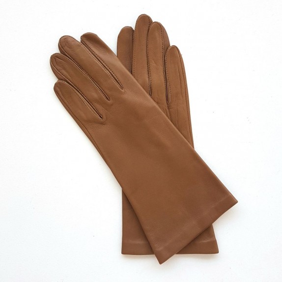 Leather gloves of lamb dark mastic "COLINE"