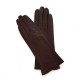 Leather gloves of lamb chesnut lining cashmere "COLINE"