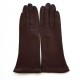 Leather gloves of lamb chesnut lining cashmere "COLINE"