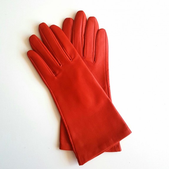 Leather gloves of lamb orange "COLINE"