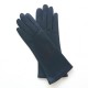 Leather gloves of lamb navy "COLINE"