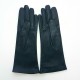 Gants en cuir d'agneau bleu marine "COLINE".