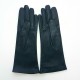 Gants en cuir d'agneau bleu marine "COLINE".