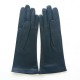 Gants en cuir d'agneau bleu marine "COLINE".