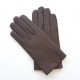 Leather gloves in lamb brun "RAPHAËL".