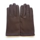 Leather gloves in lamb brun "RAPHAËL".