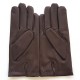 Gants en cuir d'agneau brun "RAPHAEL".