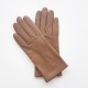 Leather gloves of lamb taupe "CAPUCINE"