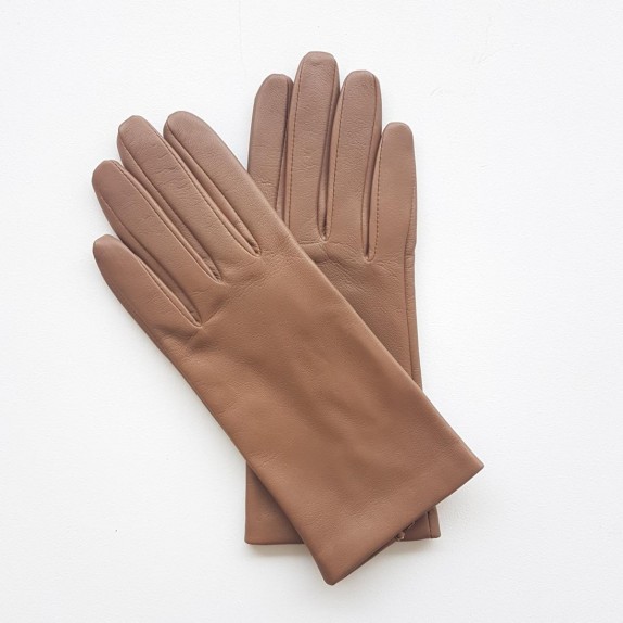 Gants en cuir d'agneau argile "CAPUCINE".