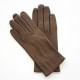 Gants en cuir d'agneau taupe "CAPUCINE".