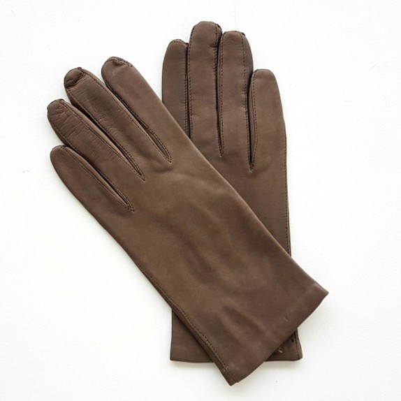 Leather gloves of lamb taupe "CAPUCINE"
