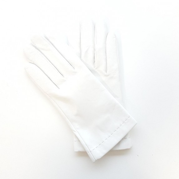 Leather gloves of lamb white "RAPHAËL".