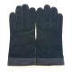 Gants en cuir d'agneau noir "GUILHEM"