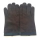 Gants en cuir de chèvre velours et d'agneau marron "GREG".