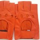 Leather mittens of lamb orange "PILOTE".
