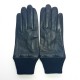 Leather gloves of lamb and wool/acrylic black "HENRI".