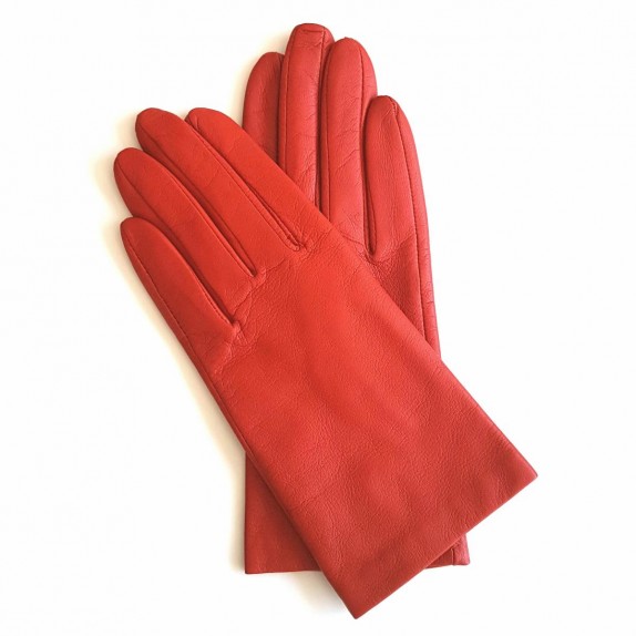 Leather gloves of lamb orange "CAPUCINE"
