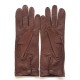 Gants en cuir de pécari vison "LEONIE".
