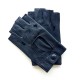 Leather Mittens of lamb navy "PILOTE".