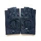 Leather Mittens of lamb navy "PILOTE".