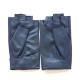 Leather Mittens of lamb navy "PILOTE".