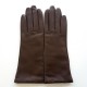 Gants en cuir d'agneau marron "COLINE".