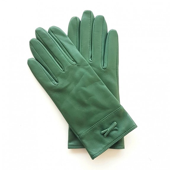 Gants en cuir d'agneau verde "ANEMONE".