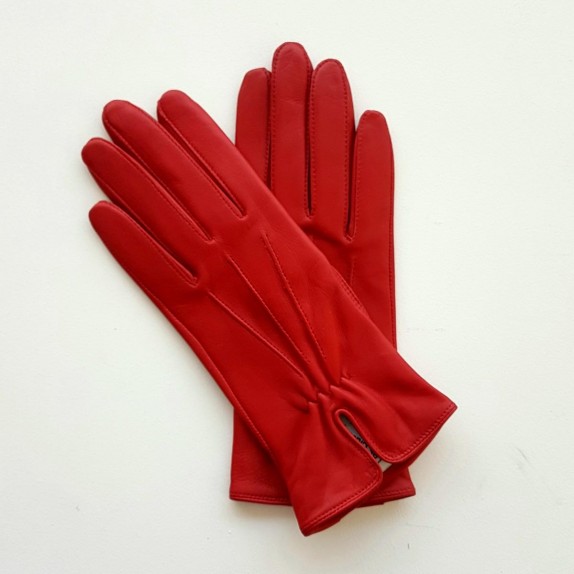 Gants en cuir d'agneau rouge "JULIE".