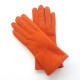 Leather gloves of sherling orange "ANASTASIA".