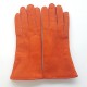 Gants en cuir d'agneau lainé orange "ANASTASIA".