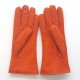 Leather gloves of sherling orange "ANASTASIA".