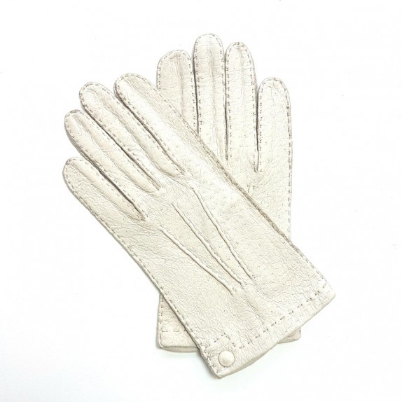 Gants en cuir de pécari blanc "PERNILLE".