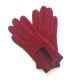 Gants en cuir d'agneau et crochet coton rouge "ALFREDINE".