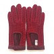 Gants en cuir d'agneau et crochet coton rouge "ALFREDINE".