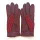 Gants en cuir d'agneau et crochet coton rouge "ALFREDINE".