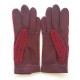 Leather gloves of lamb, cotton hook red "ALFREDINE".