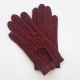 Leather gloves of lamb, cotton hook burgundy "ALFREDINE".