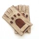 Leather mittens of peccary beige and cork "MARLENE".