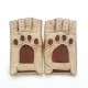 Leather mittens of peccary beige and cork "MARLENE".