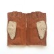 Leather mittens of peccary beige and cork "MARLENE".