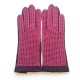 Leather of lamb and cotton hook gloves pink and purple "GANTS DE CONDUITE"
